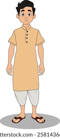 indian village men three quarter view cartoon character design