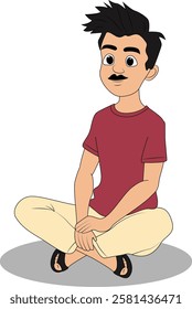 indian village men three quarter view cartoon character design