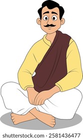 indian village men three quarter view cartoon character design