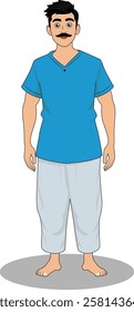 indian village men three quarter view cartoon character design