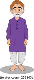 indian village men three quarter view cartoon character design