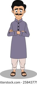 indian village men three quarter view cartoon character design