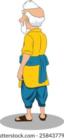 indian village men three quarter view cartoon character design