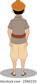 indian village men three quarter view cartoon character design