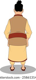 indian village men three quarter view cartoon character design