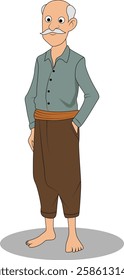 indian village men three quarter view cartoon character design