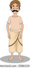 indian village men three quarter view cartoon character design