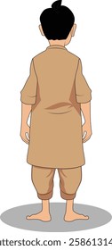 indian village men three quarter view cartoon character design