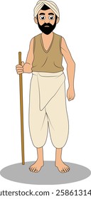 indian village men three quarter view cartoon character design