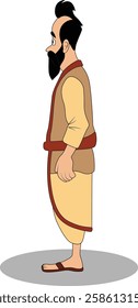 indian village men three quarter view cartoon character design