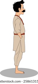 indian village men three quarter view cartoon character design