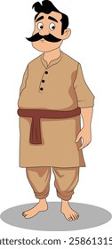 indian village men three quarter view cartoon character design