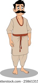 indian village men three quarter view cartoon character design