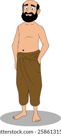 indian village men three quarter view cartoon character design