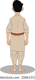 indian village men three quarter view cartoon character design