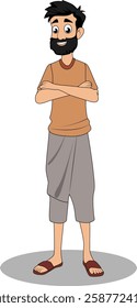 indian village men three quarter view cartoon character design