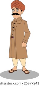 indian village men three quarter view cartoon character design