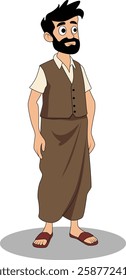 indian village men three quarter view cartoon character design