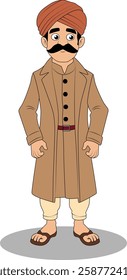 indian village men three quarter view cartoon character design