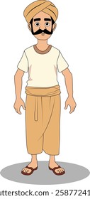 indian village men three quarter view cartoon character design