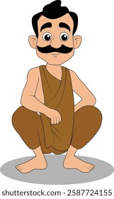 indian village men three quarter view cartoon character design