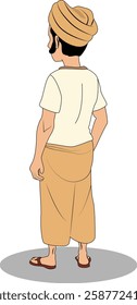 indian village men three quarter view cartoon character design