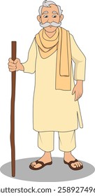 indian village men three quarter view cartoon character design