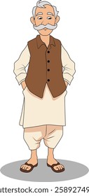 indian village men three quarter view cartoon character design