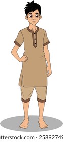 indian village men three quarter view cartoon character design