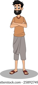 indian village men three quarter view cartoon character design