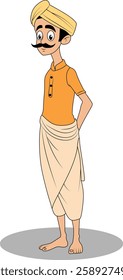 indian village men three quarter view cartoon character design