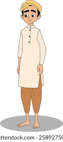 indian village men three quarter view cartoon character design