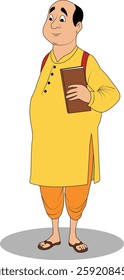 indian village men three quarter view cartoon character design