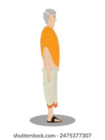 Indian village pandit side view cartoon character design