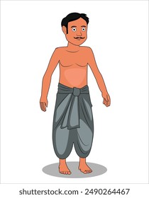 Indian village poor man cartoon character design 