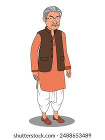 Indian village rich men cartoon character design