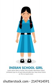 indian village school girl vector illustration