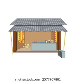 Indian village shop grocery vector illustration