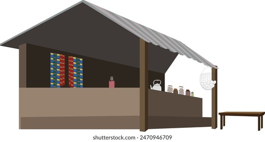 Indian village tea stall design. Tea stall vector illustration isolated white background for cartoon animation