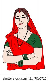 indian village woman vector illustration. rular india