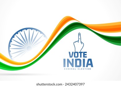 indian voters' day banner with wavy tricolor flag and ashoka chakra vector