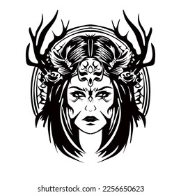 Indian Warrior Silhouette Lineart Outline Drawing
