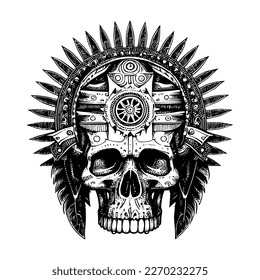 Indian warrior steampunk skull tattoo is a powerful and symbolic design, representing strength, courage, and the warrior spirit of Native American culture