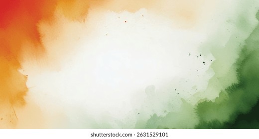 Indian watercolor background orange or saffron and green colour free center empty space flag colour independence day republic day banner vector file