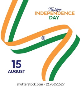 Indian waving flag ribbon independence day vector illustration 