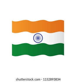 Indian waving flag, vector illustration, India national symbol