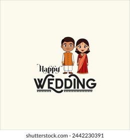Indian Wedding Anniversary greetings on white background. Vector Illustration 
