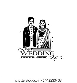 Indian Wedding Anniversary greetings on white background. Vector Illustration 