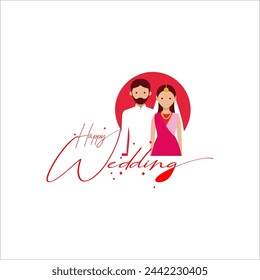 Indian Wedding Anniversary greetings on white background. Vector Illustration 