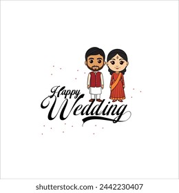 Indian Wedding Anniversary greetings on white background. Vector Illustration 